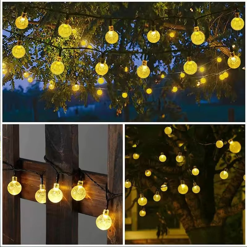 Solar String Lights Outdoor – 100 LED Crystal Globe | 8 Modes, Waterproof