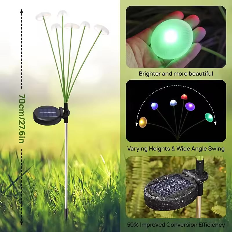 Solar Mushroom Garden Lights – 2 Pack | Dual Mode LED Waterproof Pathway Decor