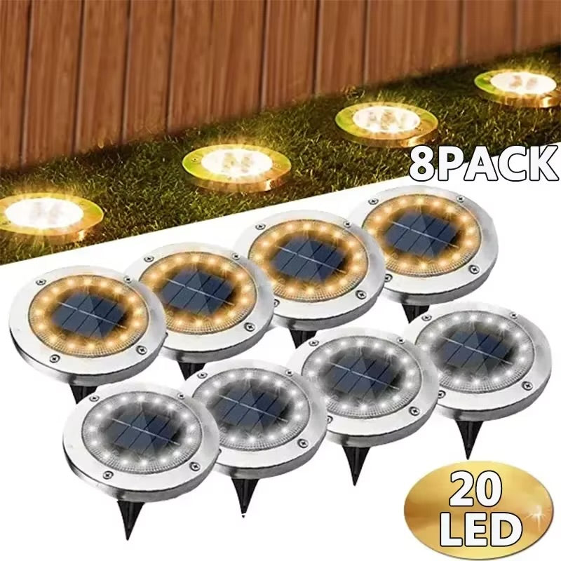 Solar Ground Disk Lights for Garden & Lawn