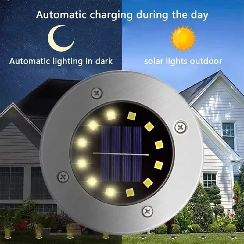 Solar Ground Disk Lights for Garden & Lawn