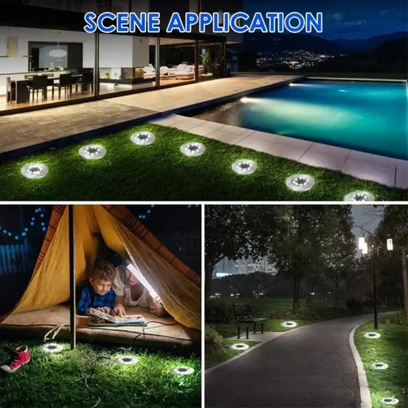 Solar Ground Disk Lights for Garden & Lawn
