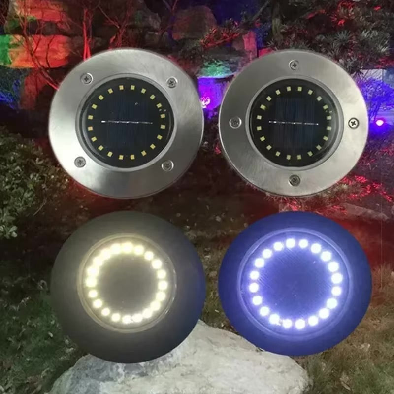 Solar Ground Disk Lights for Garden & Lawn