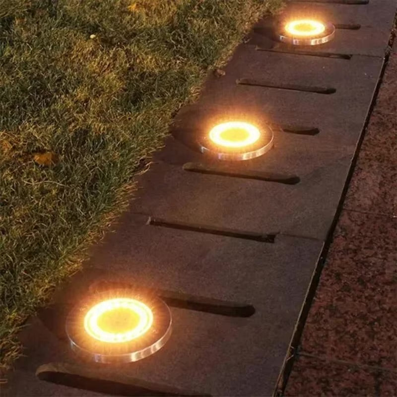 Solar Ground Disk Lights for Garden & Lawn
