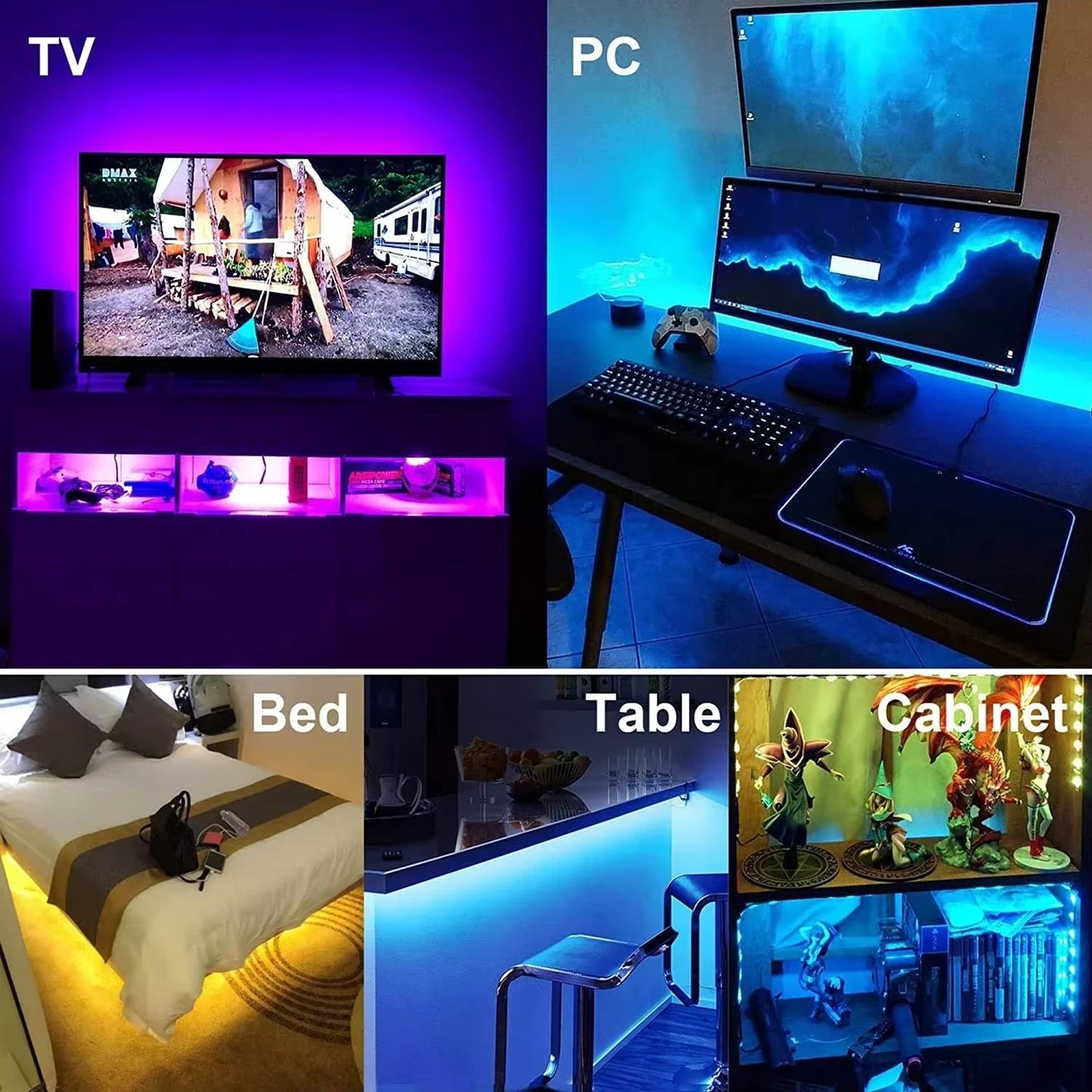 Smart LED Strip Lights — RGB Bluetooth App Control | 5M TV Backlight