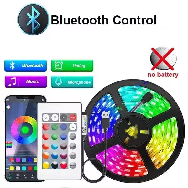 Smart LED Strip Lights — RGB Bluetooth App Control | 5M TV Backlight