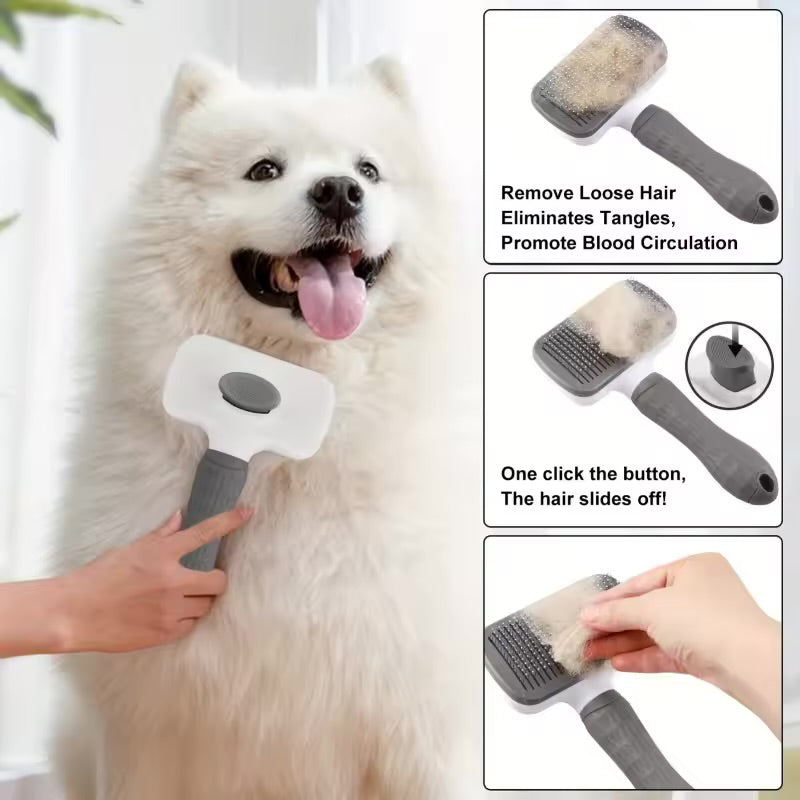 Self-Cleaning Pet Grooming Brush — Dual-Use Slicker Comb for Dogs & Cats