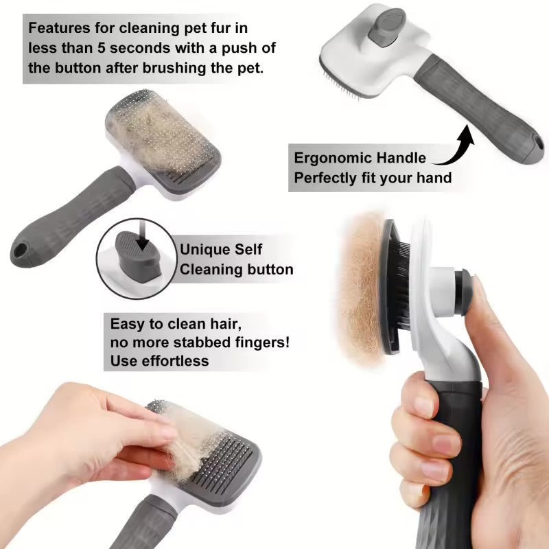 Self-Cleaning Pet Grooming Brush — Dual-Use Slicker Comb for Dogs & Cats
