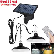 Solar Pendant Chandelier Light — Outdoor & Indoor LED Lamp with Remote Control