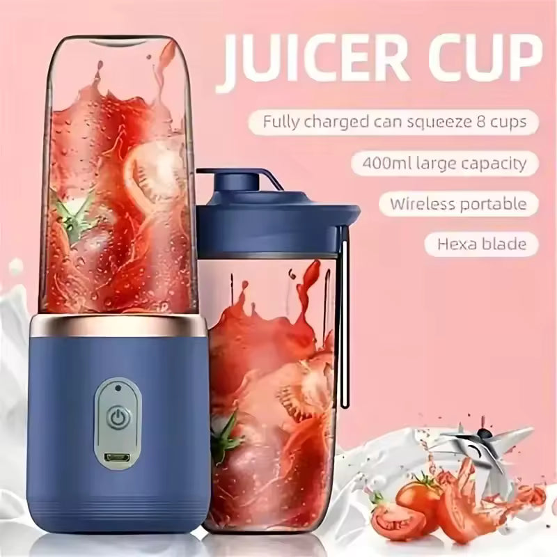 Portable Blender Bottle – 6-Blade Electric Smoothie & Juice Maker