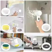 Electric Spin Scrubber with 5 Replaceable Brush Heads