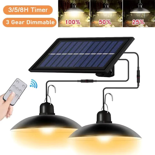 Solar Pendant Chandelier Light — Outdoor & Indoor LED Lamp with Remote Control