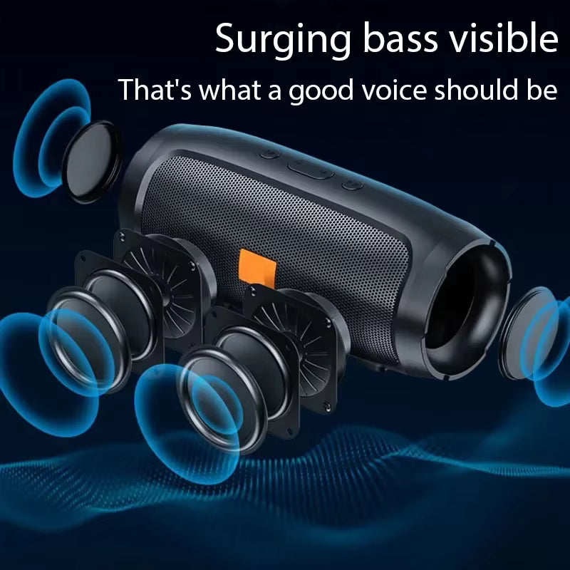 Portable Waterproof Bluetooth Speaker — Subwoofer, FM Radio & TF Card Support