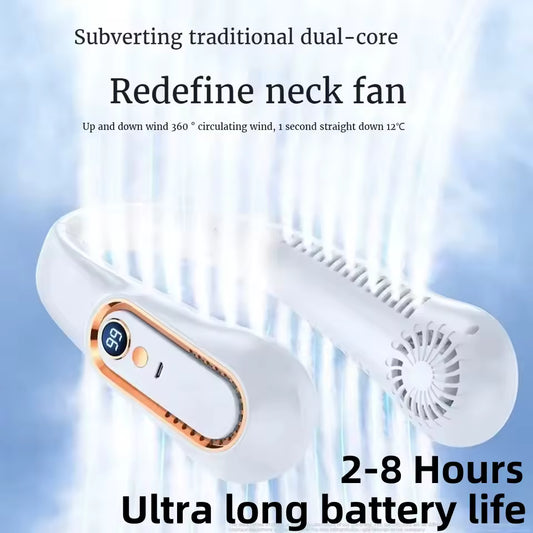 Hands-Free Neck Fan — 8000mAh Bladeless Portable Air Cooler with LED Display