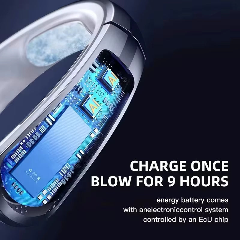 Hands-Free Neck Fan — 8000mAh Bladeless Portable Air Cooler with LED Display
