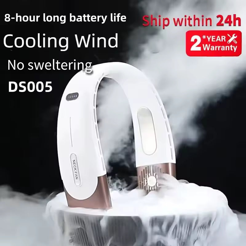 Hands-Free Neck Fan — 8000mAh Bladeless Portable Air Cooler with LED Display